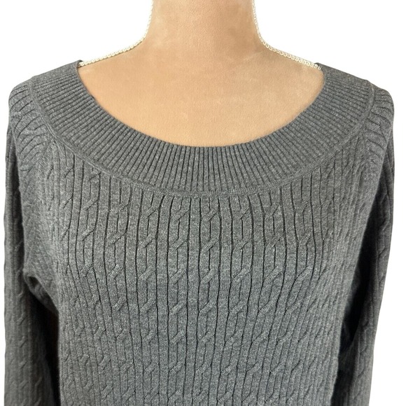 Talbots Sweaters - Talbots Womens Sz X US/12 Sweater Lightweight Gray Cable Knit 3/4 Sleeve‎ NEW